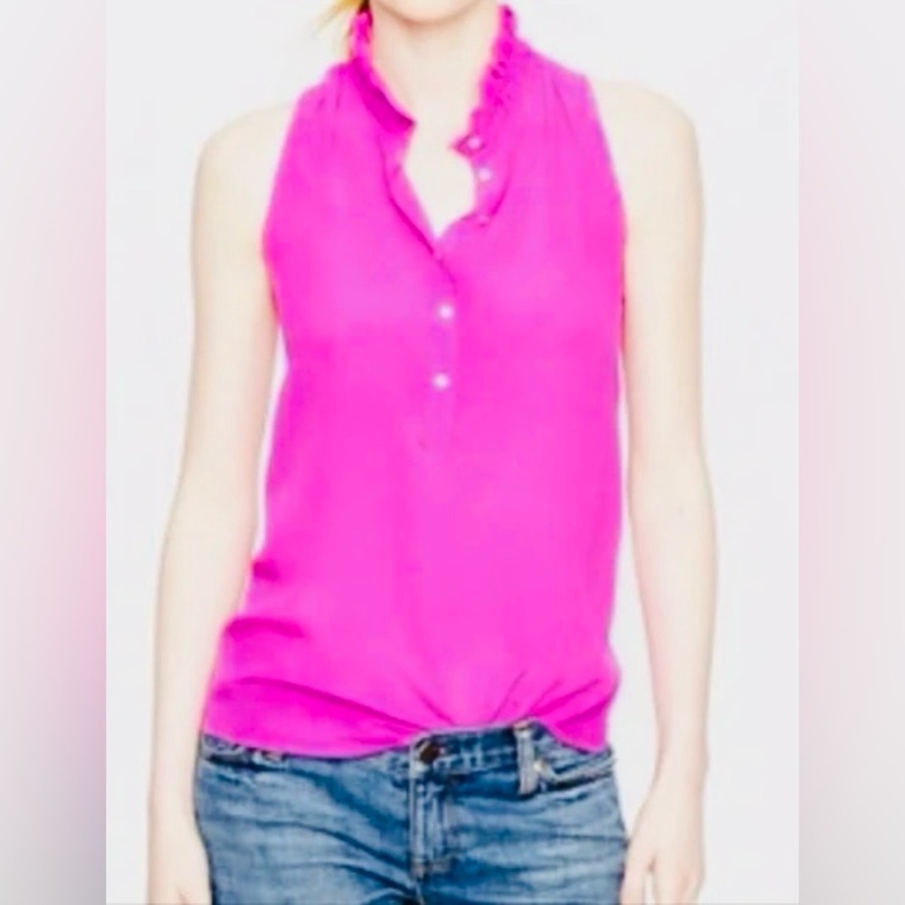 J.Crew Nicky Hot Pink Sleeveless Silk Blouse Size 6